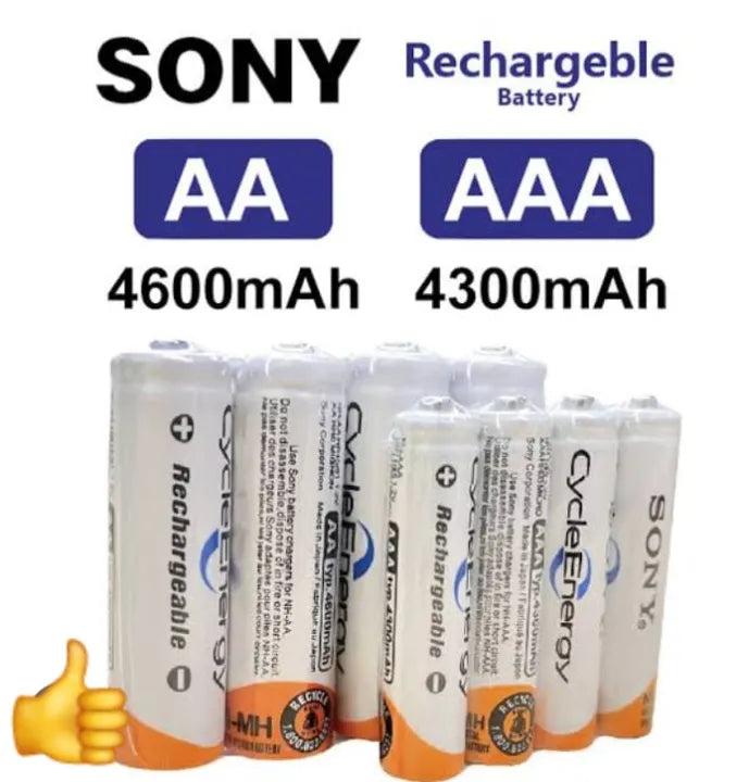 Sony AA and AAA Rechargeable Battery Cell CLOCK and Remote SIZE Imported Sony Cycle Energy NiMH -1.2v 4600mAh 1000 Cycles Batteries Cells AA Rechargeable Battery Cell CLOCK SIZE Imported Sony Cycle Energy NiMH -1.2v 4600mAh 1000 Cycles Batteries Cells