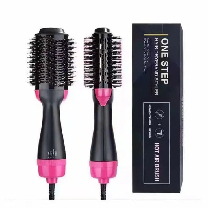 Professional 3 in 1 Hot Air Brush Straightening Hair Dryer comb and Volumizer with Comb Straightener Curler, Salon Negative Ion Ceramic Electric Blow Spin Dryer Rotating Brush for All Women, Girl Hair Types