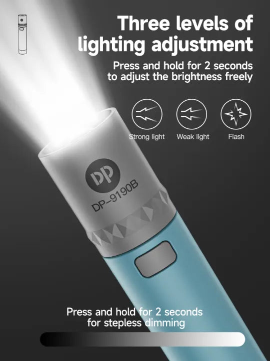 Portable Adjustable Focus Zoom Mini LED Flashlight Torches Torch Light Zoom able Original DP-9190B and DP -9188