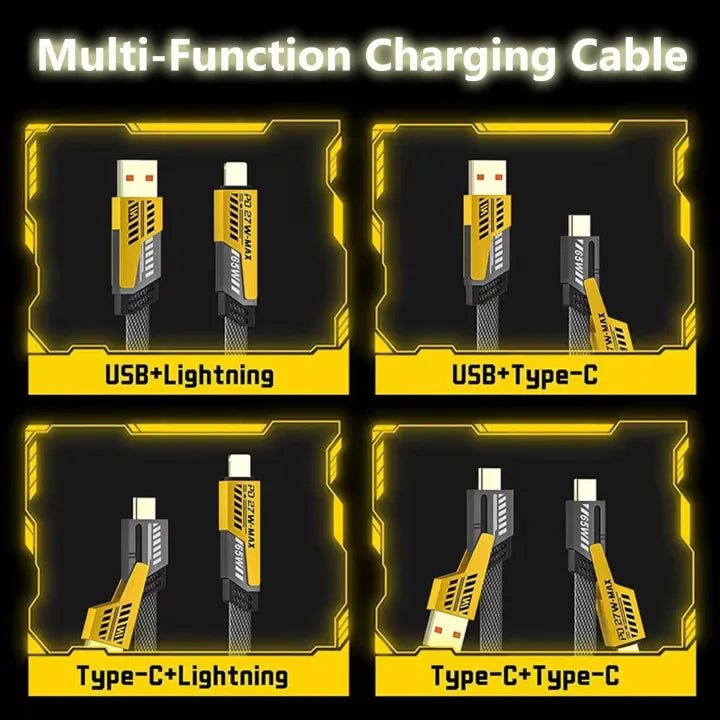 1 Pcs 4.92FT/1.5M Multiple USB Fast Charging Cable Nylon Braided,4 in 1 Multiple Charger Cable,Multi USB Charger Cable with USB A/USB C to Type C [65W] /PD [27W] Compatible with iPhone Android Macbook