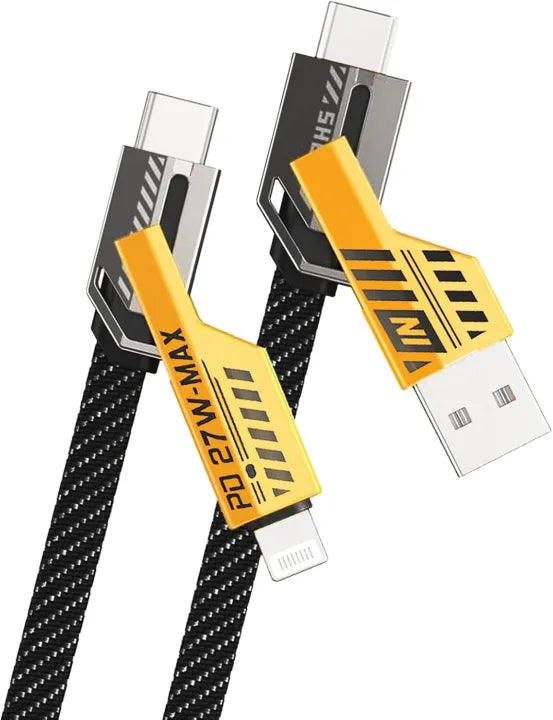 1 Pcs 4.92FT/1.5M Multiple USB Fast Charging Cable Nylon Braided,4 in 1 Multiple Charger Cable,Multi USB Charger Cable with USB A/USB C to Type C [65W] /PD [27W] Compatible with iPhone Android Macbook