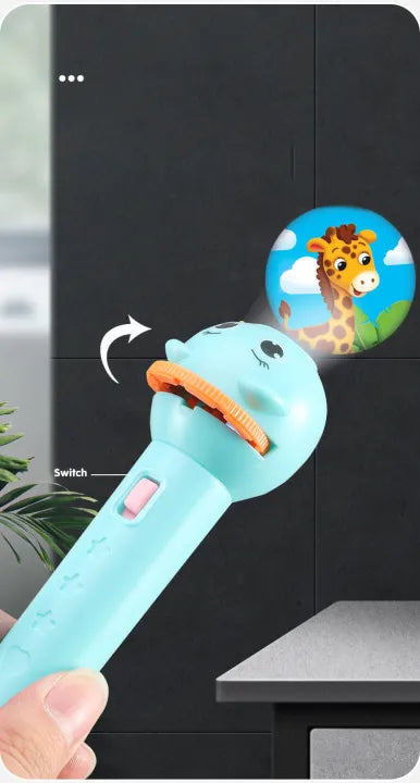 Mini Projector For Kid's Torch Projector with 3 Slides, 24 Patterns Projector Flashlight Torch, Kids Projection Light Toy Education Learning Best Gift for Kids 7 Ys boy or Girl