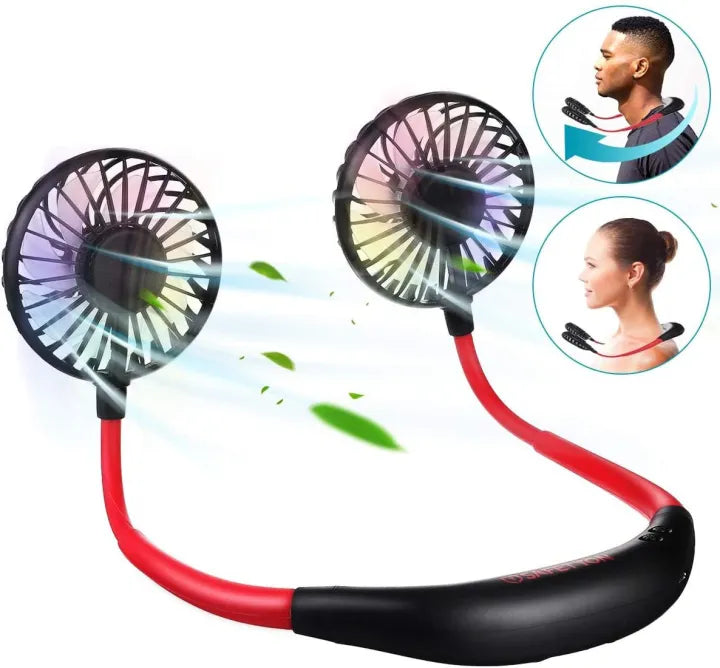 Hanging Neck Fan for Kitchen | Folding Handheld Fan Wearable Portable Neckband Mini Fan USB Chargeable