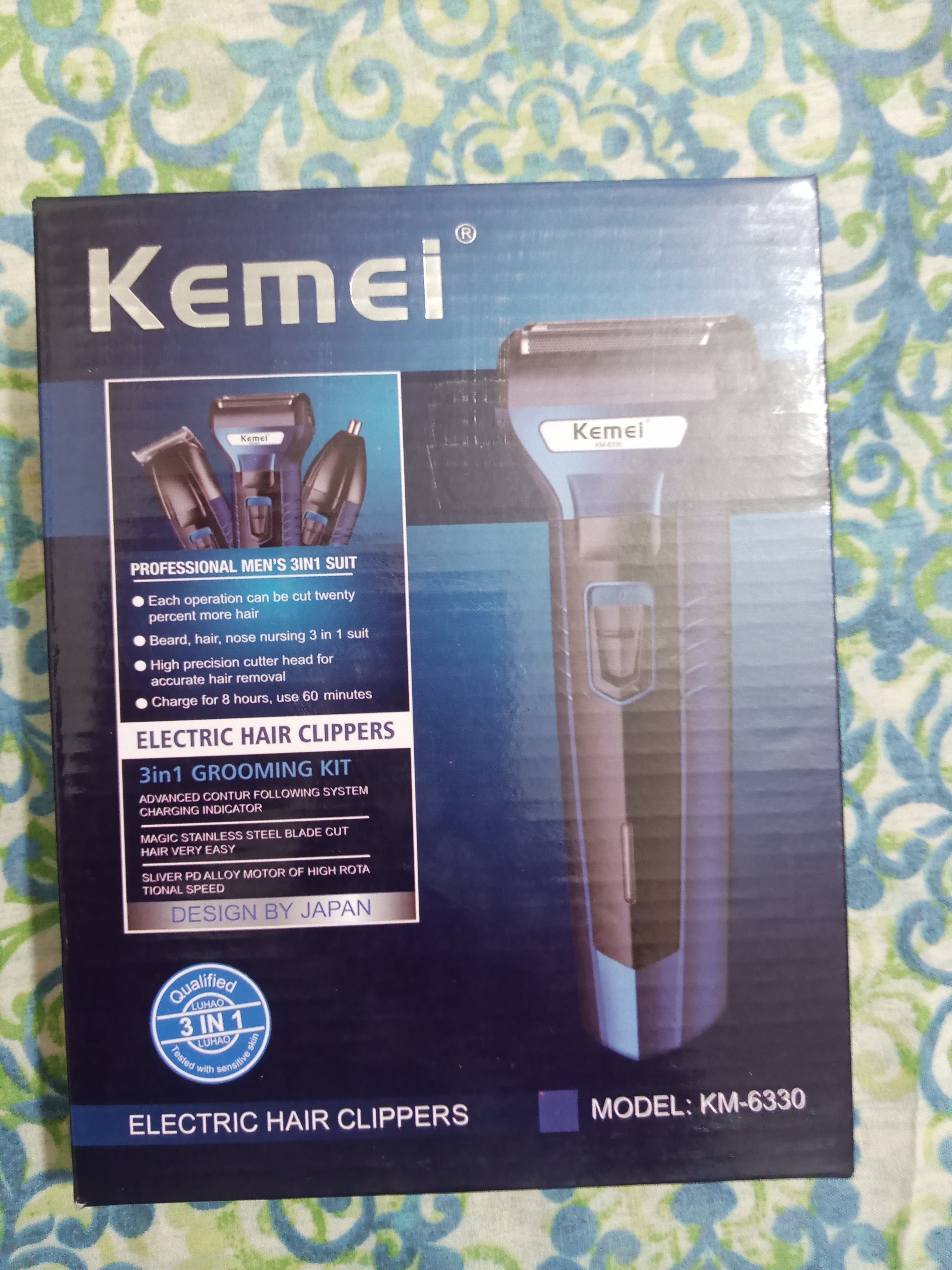 Kemei KM-6330 3-in-1 Professional Men's Grooming Kit - Electric Hair Clipper, Beard Trimmer & Nose Hair Remover