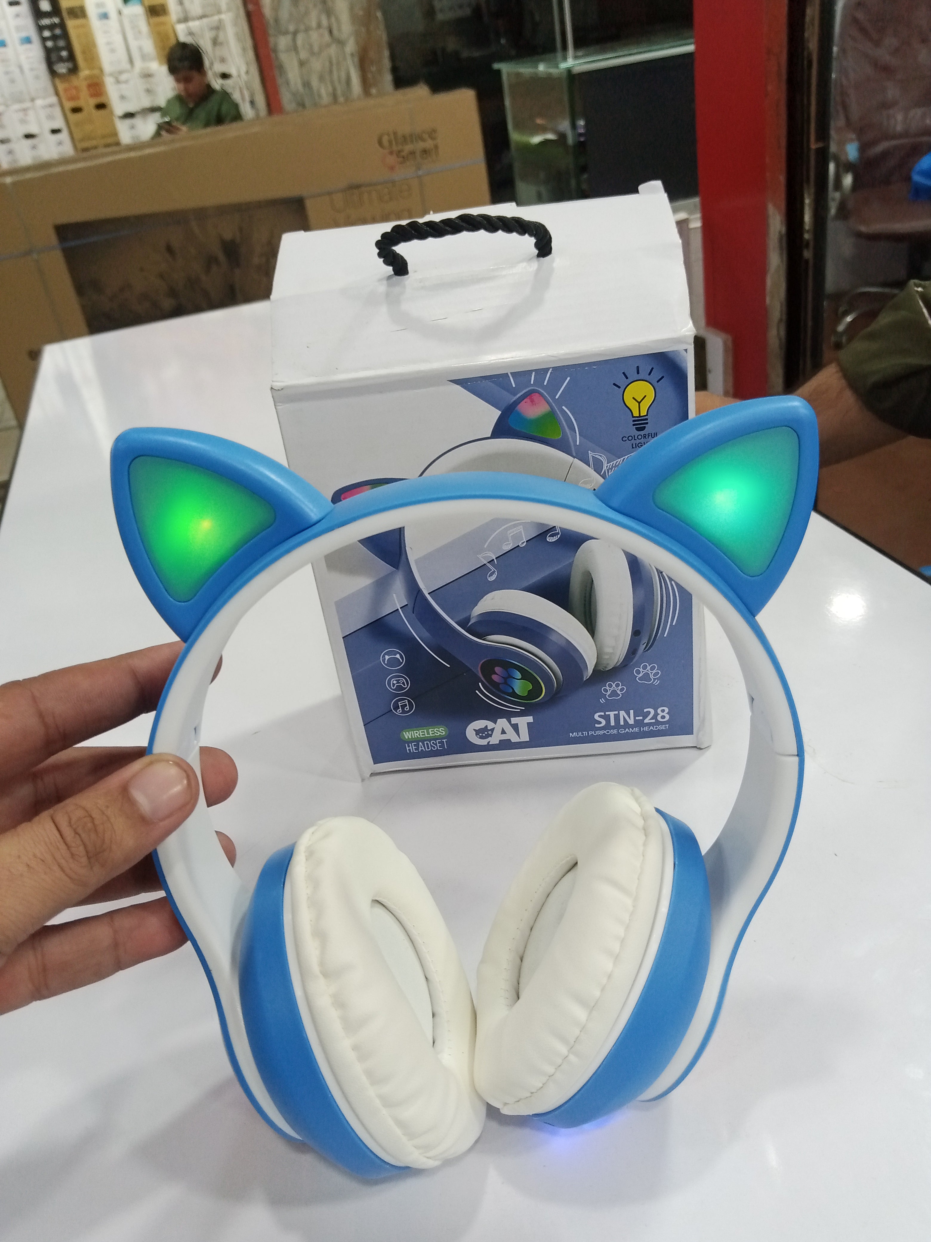 CAT STN-28 Wireless Headset with LED Cat Ears - Multi-Purpose Gaming & Music Headphones