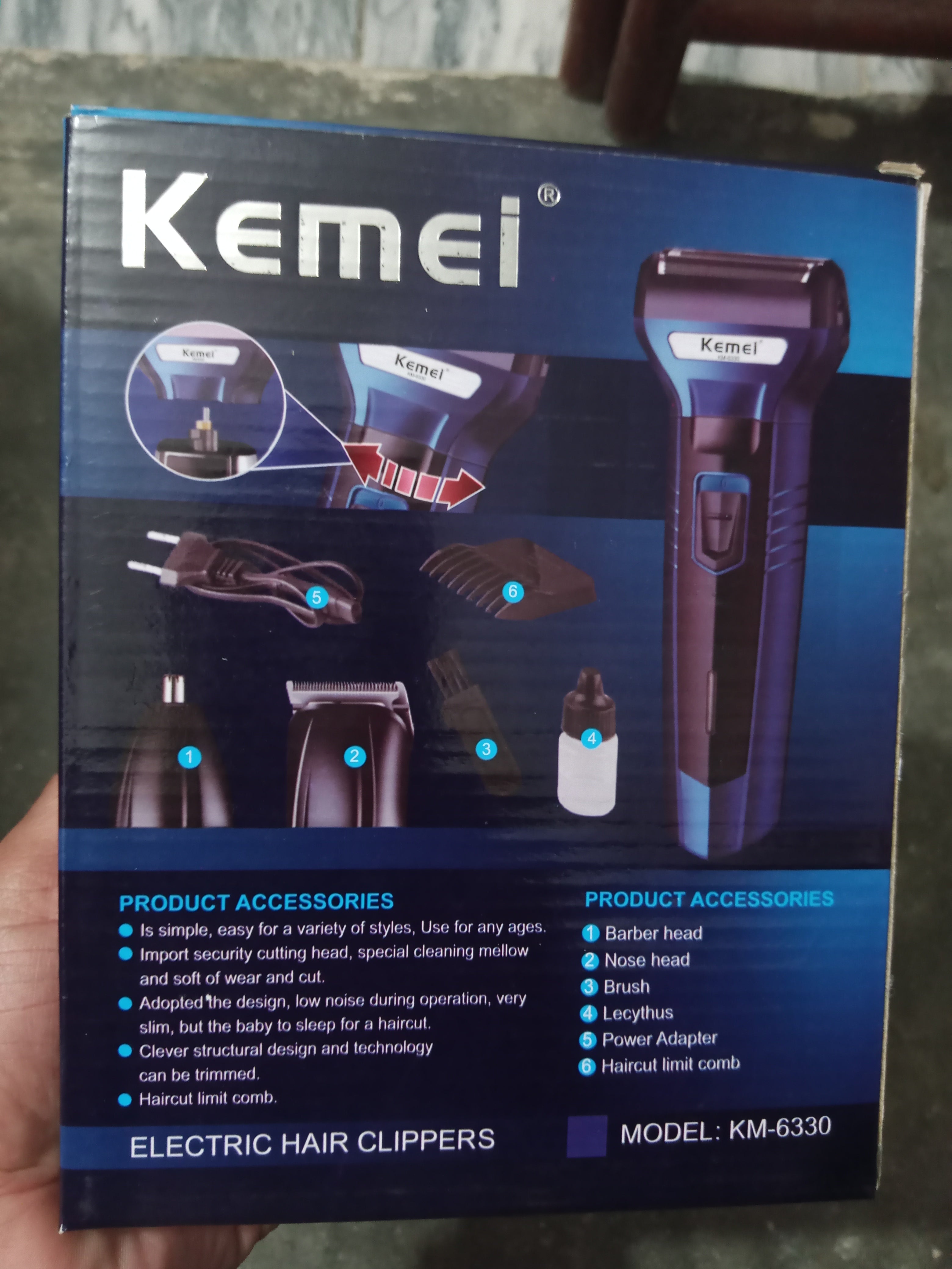 Kemei KM-6330 3-in-1 Professional Men's Grooming Kit - Electric Hair Clipper, Beard Trimmer & Nose Hair Remover