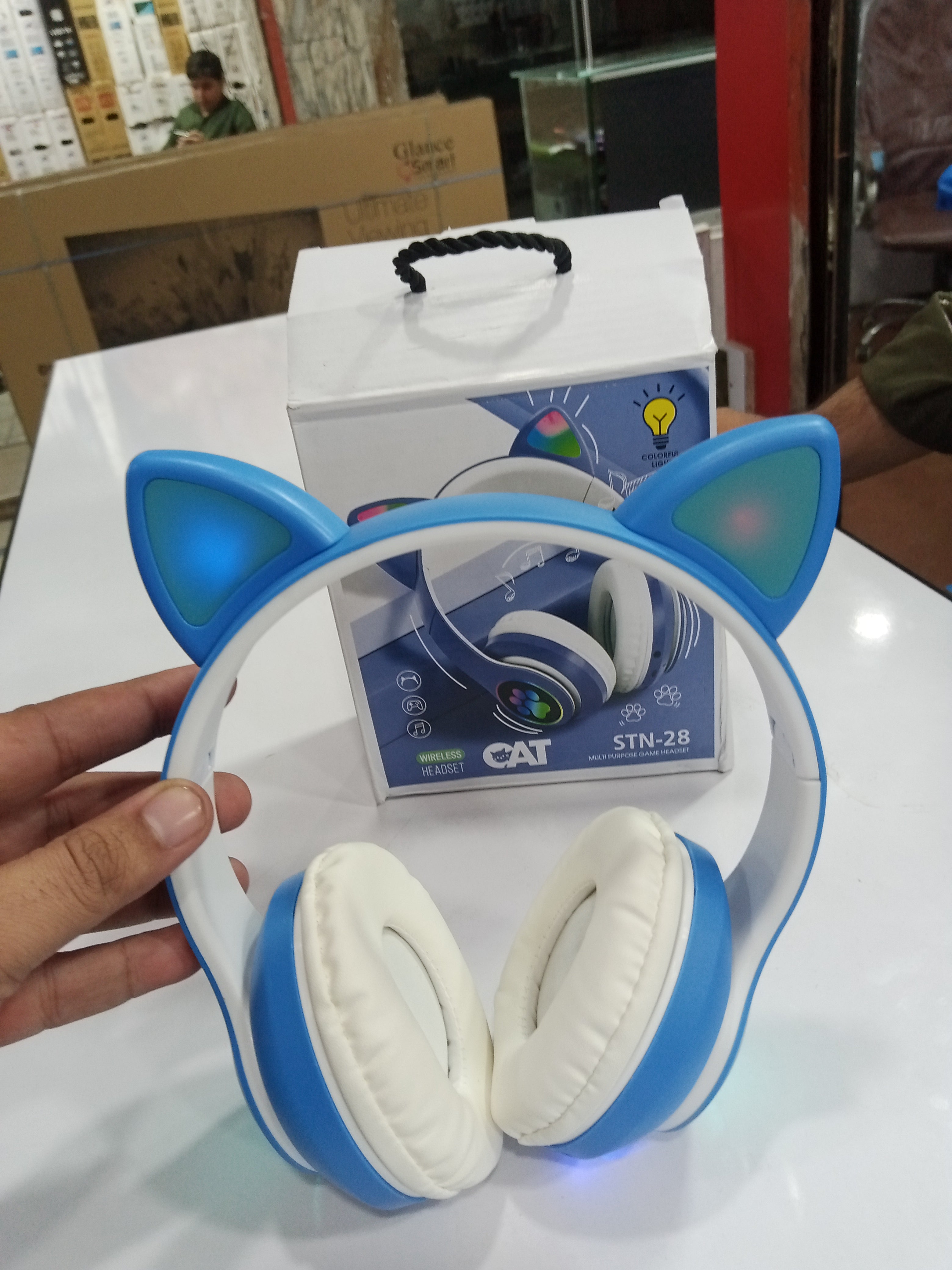 CAT STN-28 Wireless Headset with LED Cat Ears - Multi-Purpose Gaming & Music Headphones